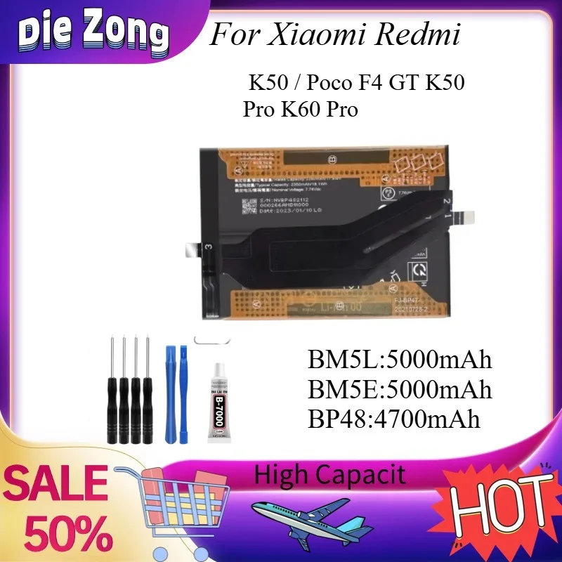 

5000mAh Zero Cycles BM5L BM5E BP48 Battery for Xiaomi Redmi K50 /Poco F4 GT K50 Pro K60 Pro High-Quality Mobile Phone Batteries