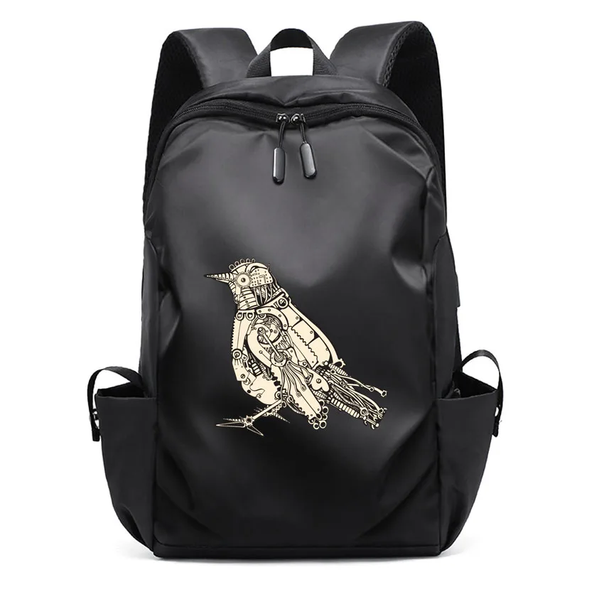 Funny Machinery Gear Wheel Bird Printed Backpack Lady Waterproof Women Man College Laptop School Bags Cute Girl Cool Rucksack