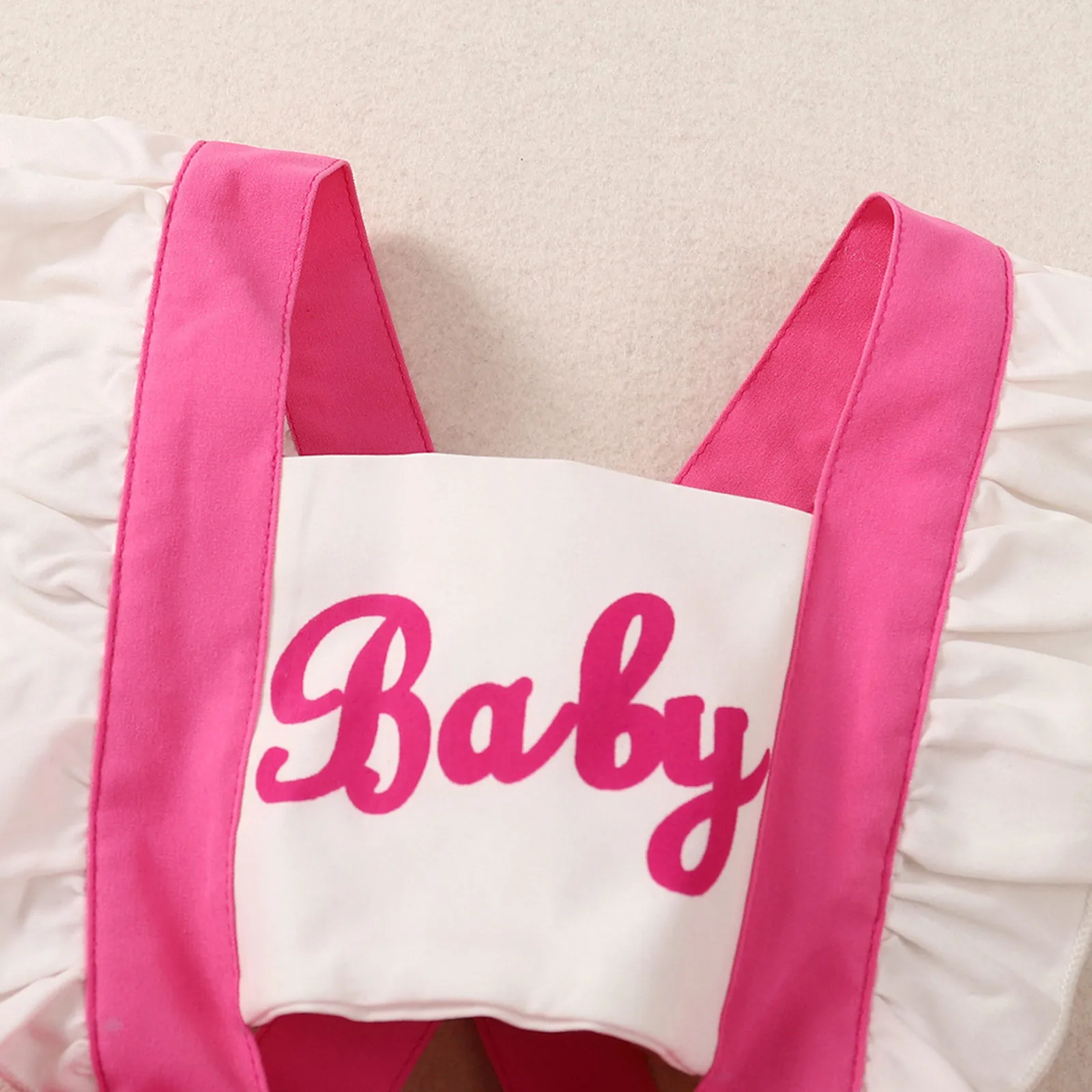 Baby Backless Dress Romper Infant Boys Girls Fly Sleeve Ruffles Letter Prints Jumpsuit Newborn Bodysuits Headband 2Pcs Outfits