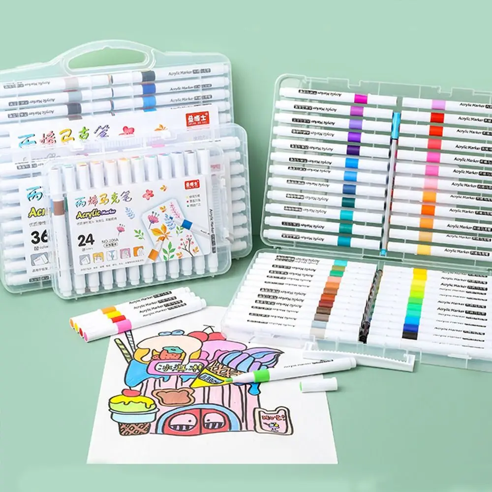 مقاوم للماء 12/24/36/48/60 ألوان الاكريليك ماركر اللوحة رسم فني اللوحة علامات أقلام Crafts بها بنفسك الحرف الكتابة على الجدران