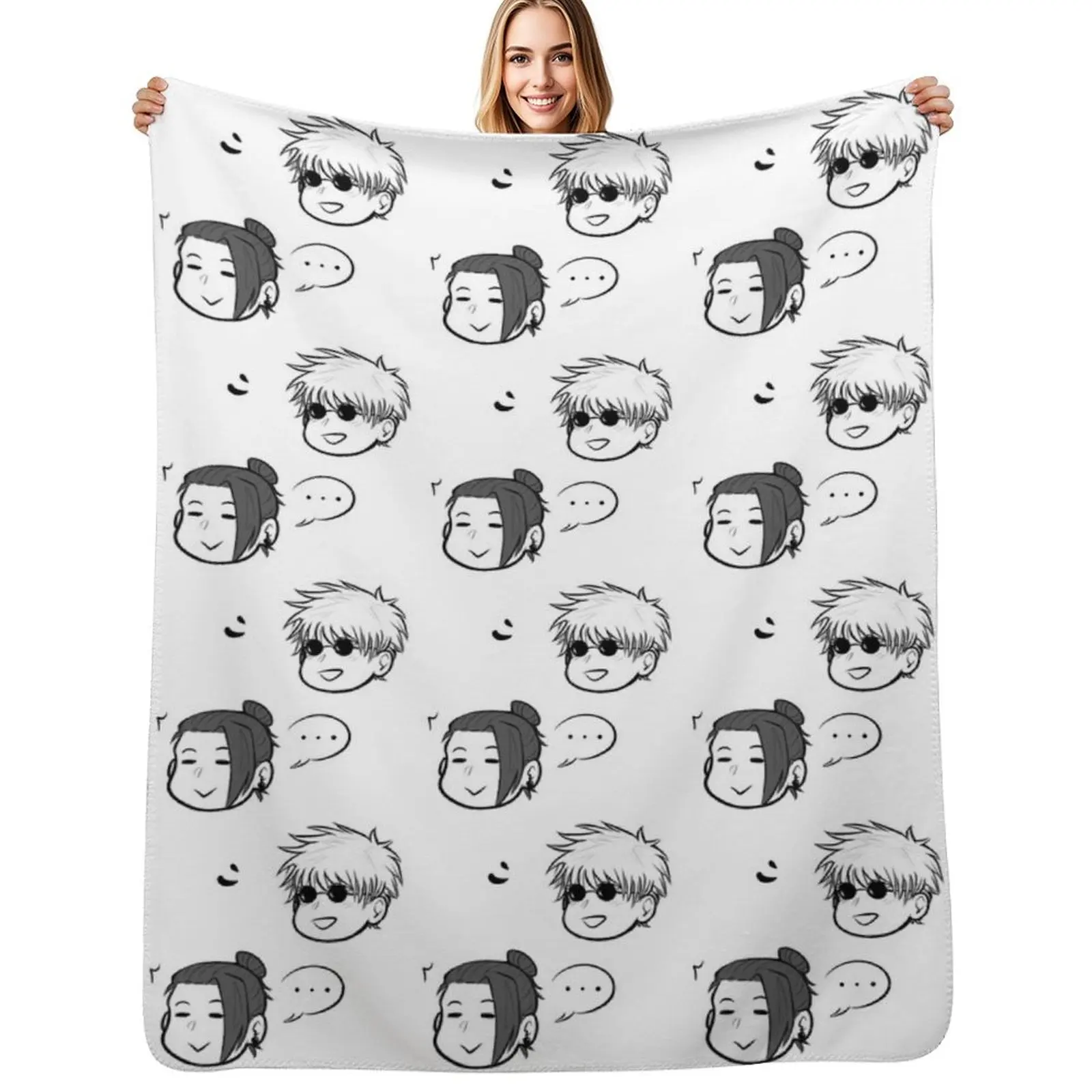 

Gojo and Geto Throw Blanket Decorative Throw Thin Soft Big Hair Blankets