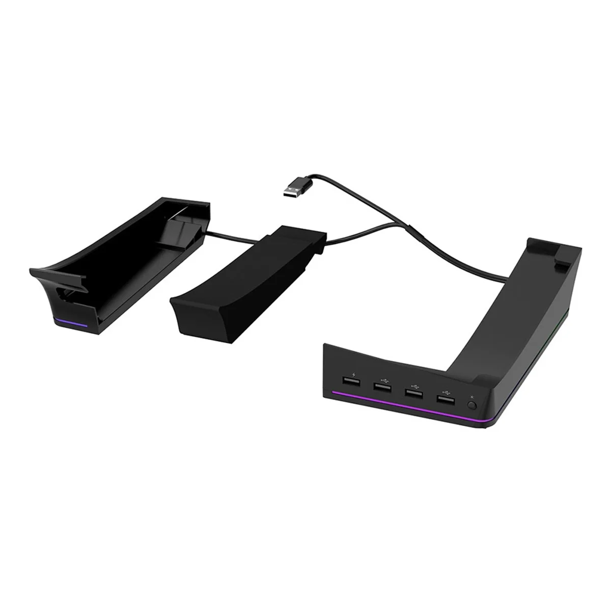 

Новая подставка для PS5 Slim/Pro с режимами освещения, 4 USB-концентраторами — улучшенное хранилище и дисплей, черный