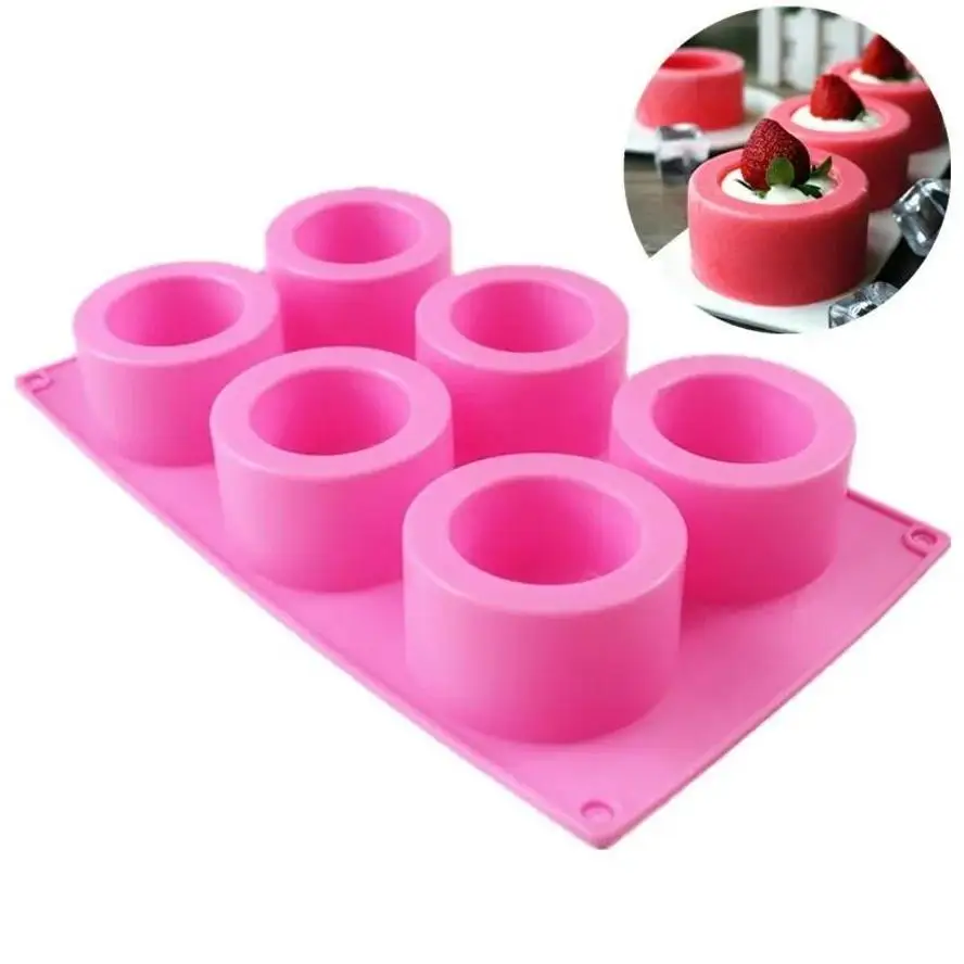 1 Pcs 6 Holes Silicone Cake Mold Cup Mould Bakeware Baking Pastry Cupcake Moulds Kitchen Accessories Color Random