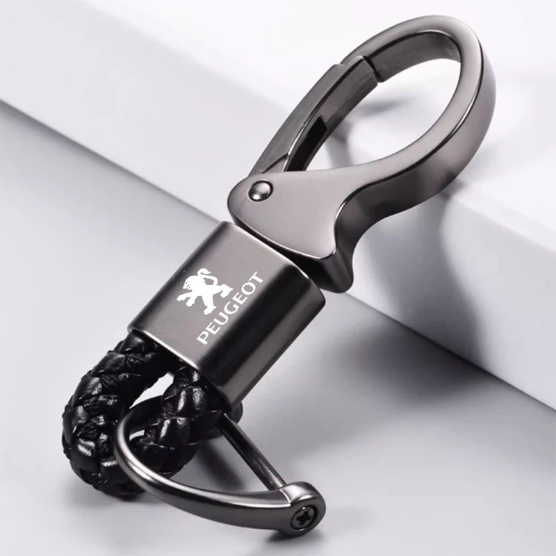 Car Keychain Leather Rope Key Rings Keyring for Peugeot 408 4008 308 3008 Rifter 5008 508 2008 208 301 RCZ 108 608 Accessories