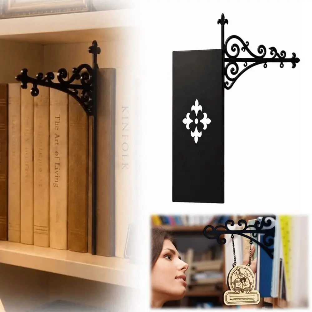 Vintage Iron Bookshelf Divider Solid Iron Rustic Scroll Book Stopper Stable Support Wear-Resistant Metal Bookend