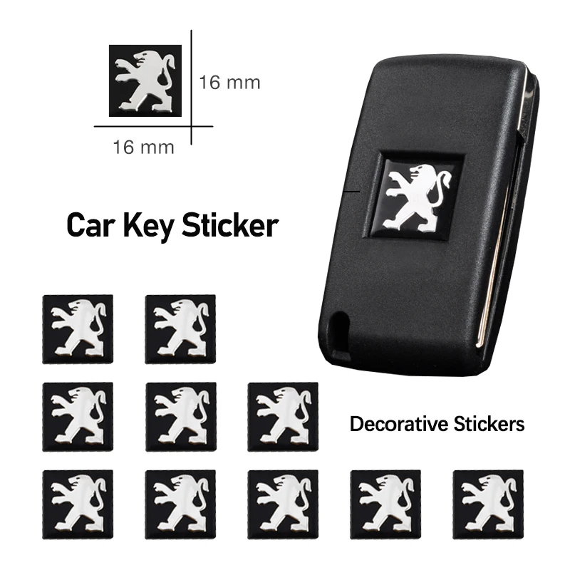 Car Sticker Aluminium Auto Keys Decoration Decal Accessories For Peugeot 206 307 308 3008 207 208 407 508 2008 408 4008 Rifter ﻿