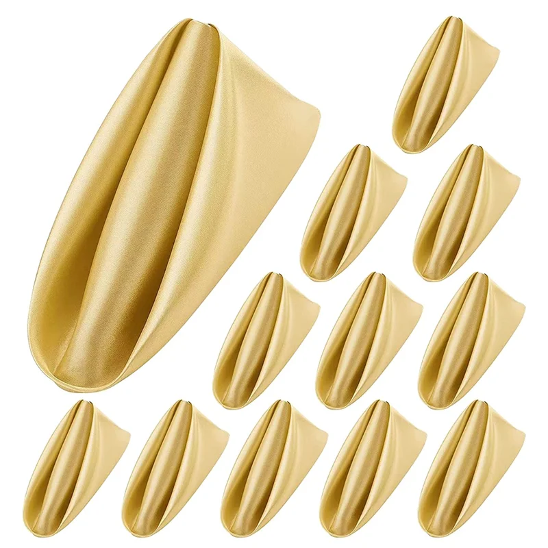 24 Pcs Satin Napkin Square Dinner Napkins Party Napkin Soft Table Napkins for Romantic Party Dinner Decoration Gold