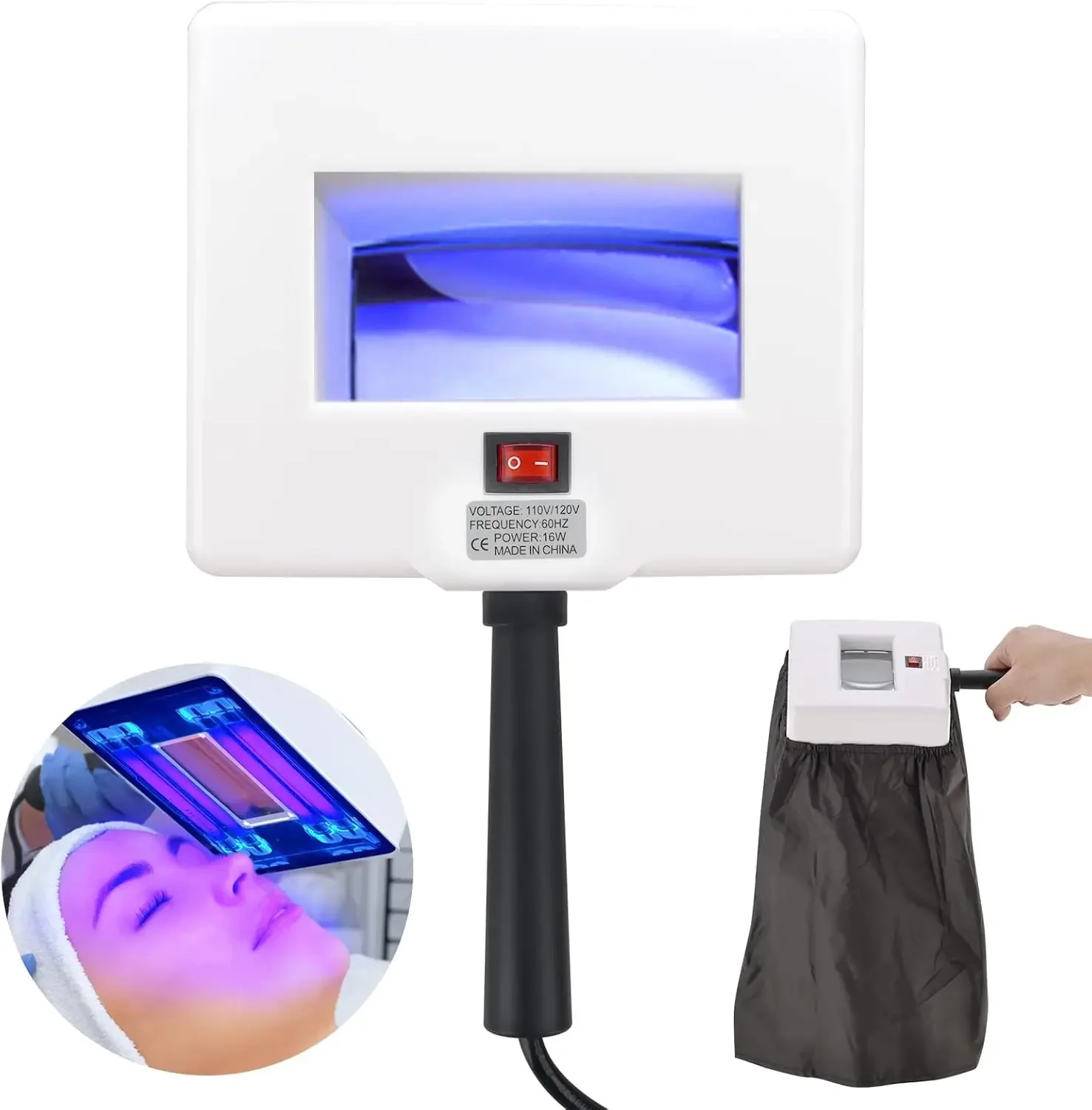 Analisador de pele facial com luz uv, com sombra, lâmpada de madeiras, analisador de pele para pele, detector facial para uso doméstico, salão de beleza