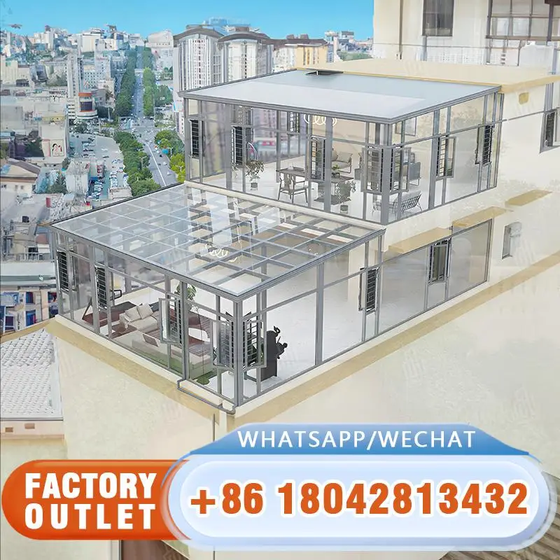 

Customized Design Prefabricated Flat Glass Aluminium Building System for Garden Backyard Rural Area SunRoom