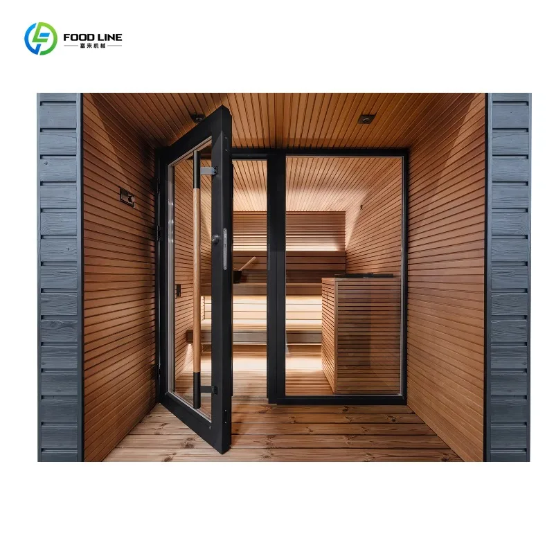 Customized Luxury Black Wooden Sauna with Clear Glass for Outdoor Relaxation