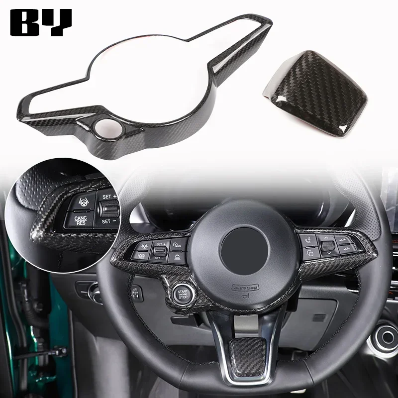 

Для Alfa Romeo Giulia/Stelvio/Tonale 2020-2023 рама рулевого колеса из настоящего углеродного волокна, накладка, украшение, автомобильные аксессуары