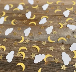 100Pcs Gold Glitter Clouds Moon Paper Confetti Table Scatter per bambini festa di compleanno Baby Shower fornitura di decorazioni per feste di matrimonio