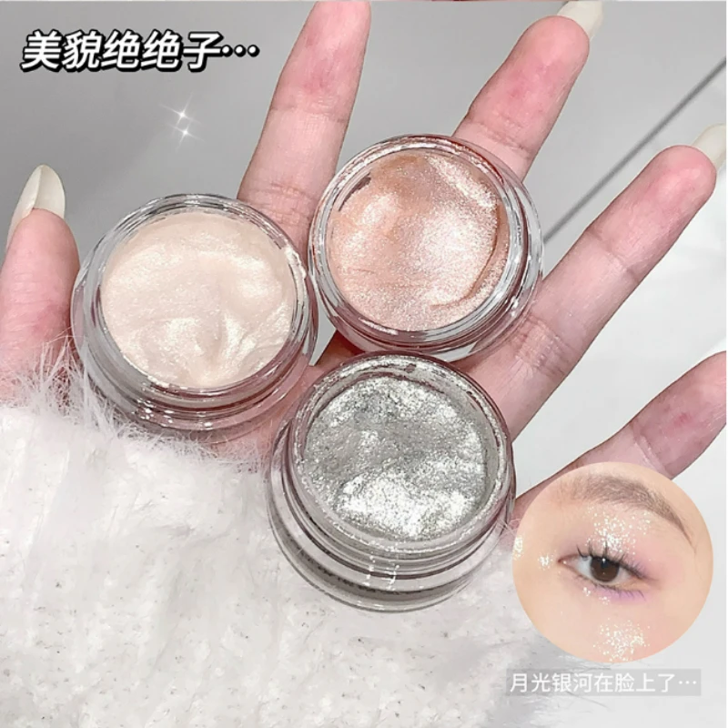 Glitter Punk Smoky Black Eyeshadow Gel Metallic Dark Silver Wet Eyes Shadow Highlighter Pearl Pigments Cosmetics Makeup