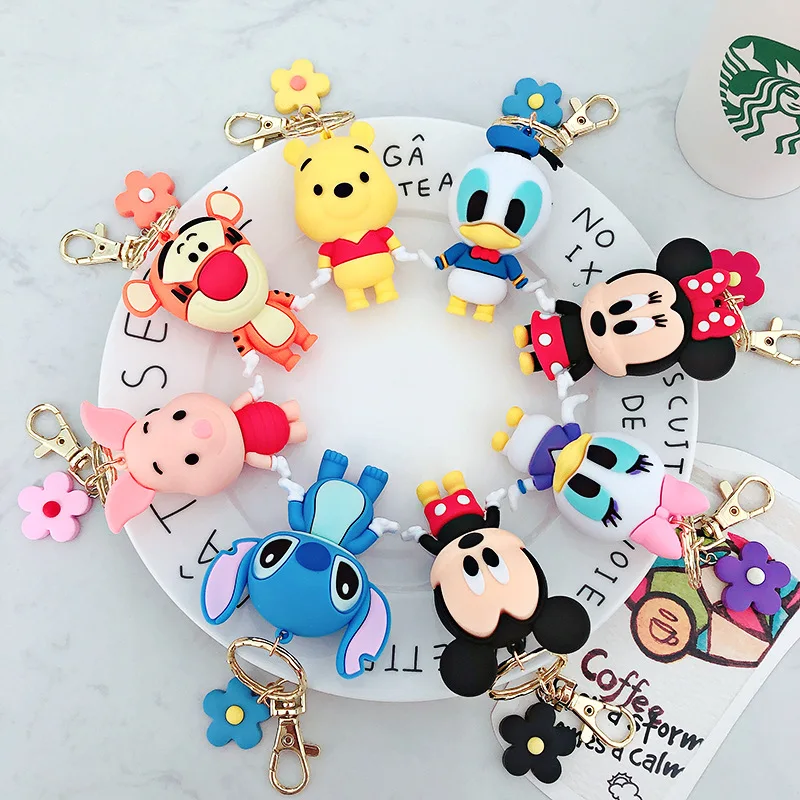 Disney Minnie Mickey Mouse Keychains Cartoon Mickey frozen Figures Boy Girl Bag Key Chains Cute Dolls Keyrings Toy Gifts