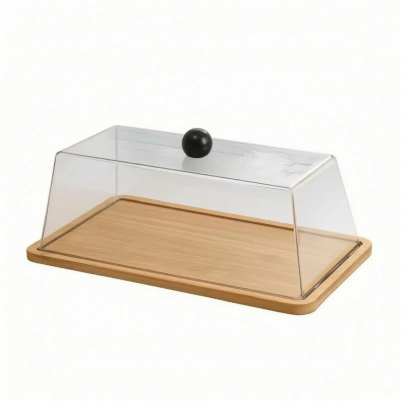 Square Bamboo Serving Tray with Cover | Easy-knob-top Knob, Raised border design, Bamboo Tray , for Kitchen Countertop