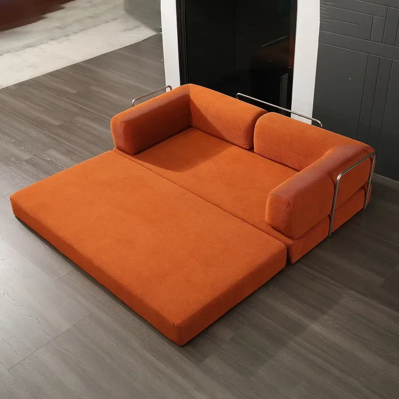 Multi-functional 2 Seating Corner Chenille Fabric Compressed Sofa Modern Folding Modular Foam Sofa Bed for Apartments