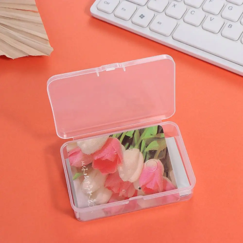 

Home Accessories Plastic Card Storage Box Dustproof Transparent Mini Box With Cover Practical Storage Case Bedroom