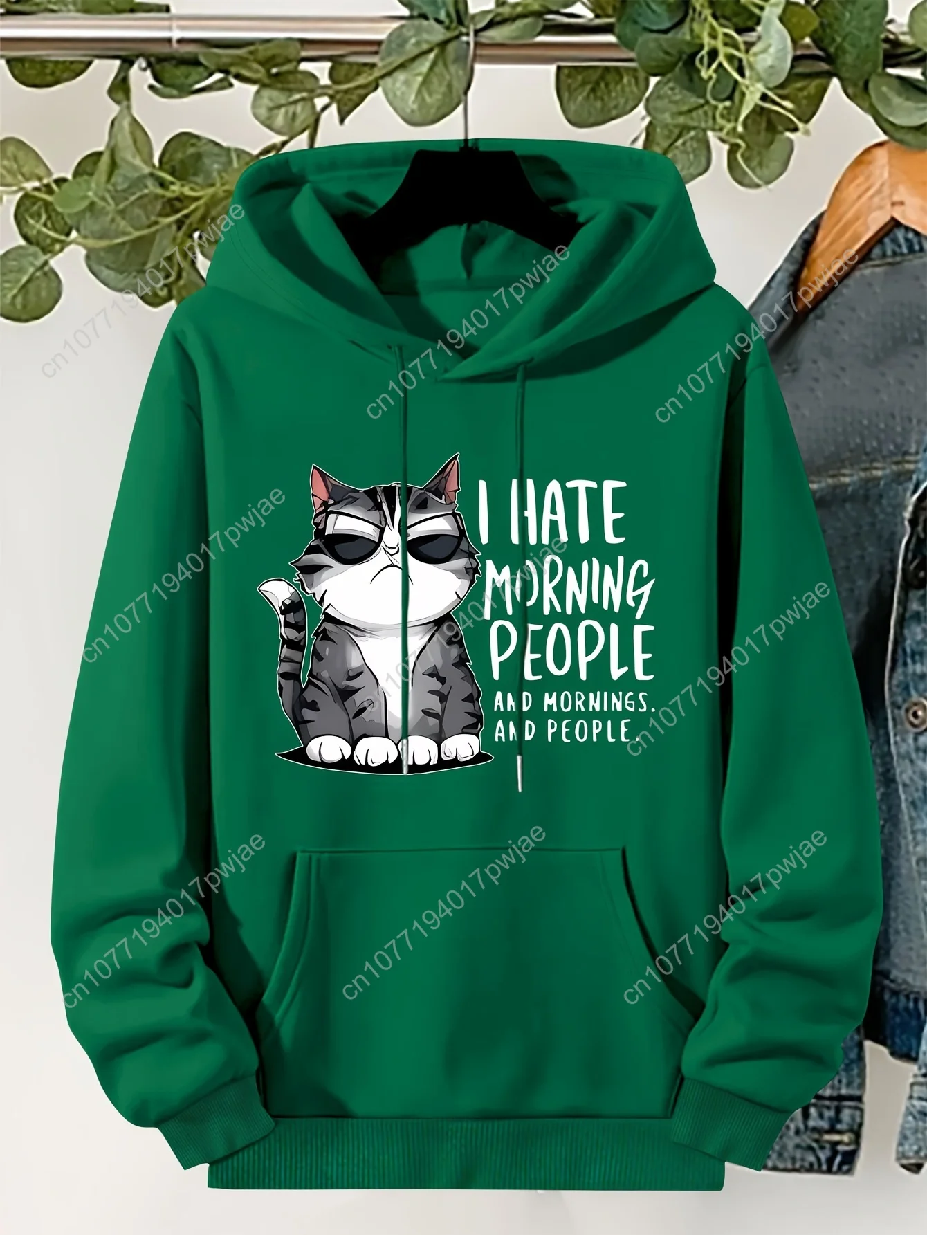 Повседневная флисовая толстовка, которую можно стирать в машине — уютный пуловер с милым котом и буквенным дизайном, карман-кенгуру — женская мода на осень/зиму