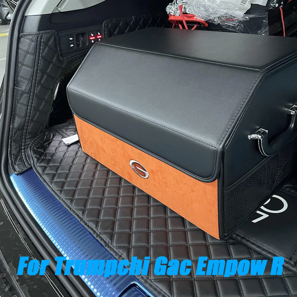 

For Trumpchi Gac Empow R GS8 GS3 GS4 GS5 Car Trunk Organizer Leather Box Multiuse Tools Storage Bag Stowing Tidying Folding Box