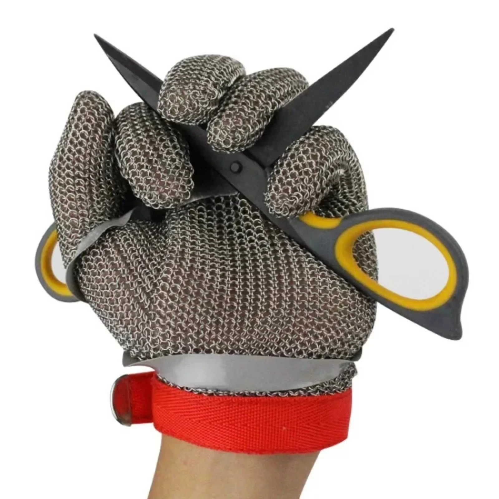 EN388 Certified Cut/Stab Resistant Gloves – 5-Level Stainless Steel Chainmail for Butcher, Kitchen, and Industrial Safety