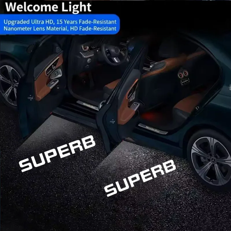 

2Pcs LED Car Door Emblem Light Welcome Lamp Wireless Projector For Skoda Superb 2009 2010 2011 2012 2013-2025 Auto Accessories