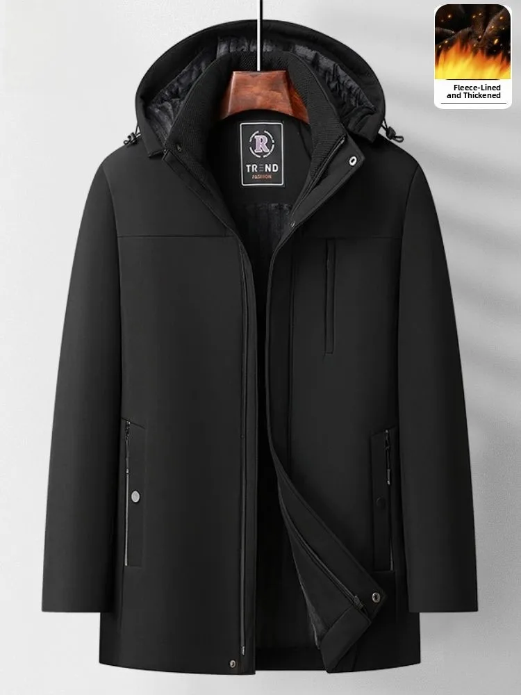 

Winter Thickened down Cotton Jacket for Middle-Aged And Elderly Men Casual Business Style Coat with Multiple Pockets Warmth G...