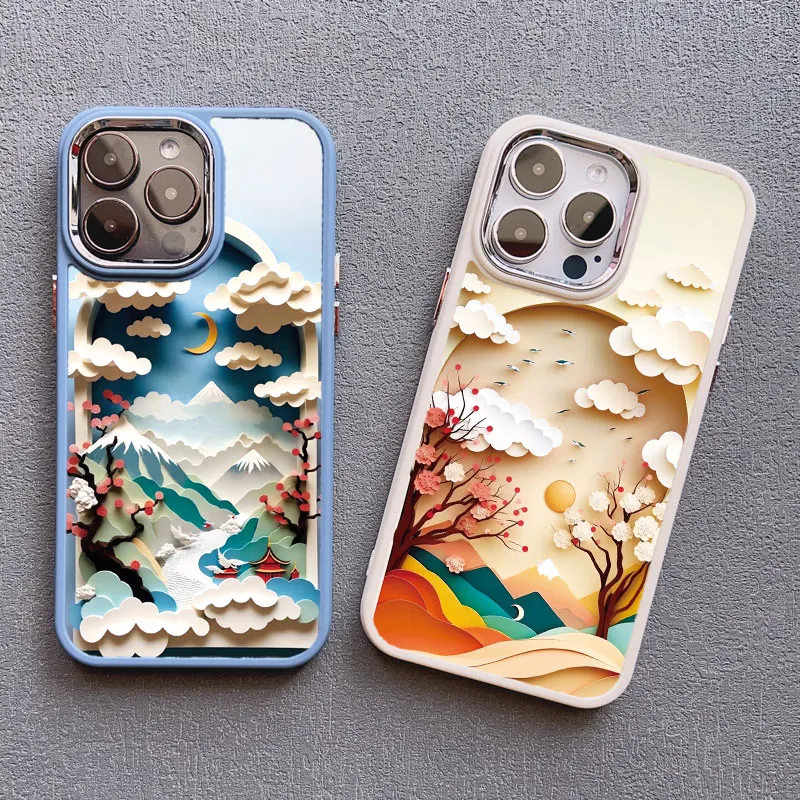 

Printing Landscape Creative Mountains phone case For iPhone 16 13 15 11 12 Pro Max 14 7 8 Plus SE2 XS X XR Shockproof Soft Cover