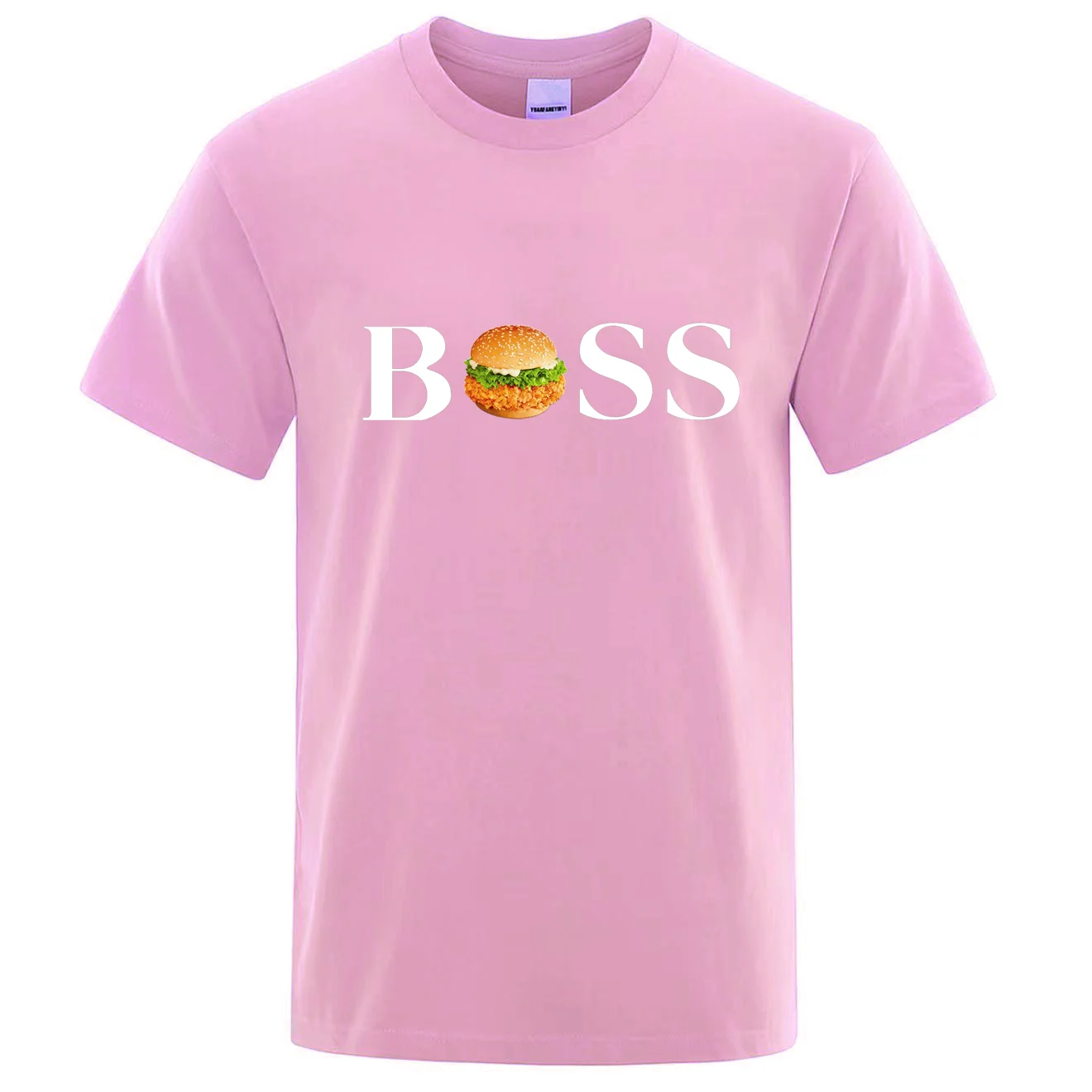 2024 Summer Burger Shop Men\'s and Women\'s Boss Employee T-shirt Sports Fashion Round Neck Harajuku Pure Cotton Top Short Sleeve