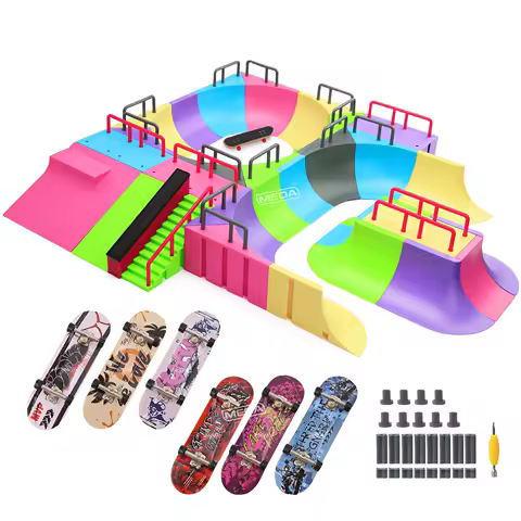 Colorful DIGIT DECK Finger Skateboard Toys Skatepark Ramp with Finger Skateboard 100*30mm DIGITDECK Playset Finger Game Play