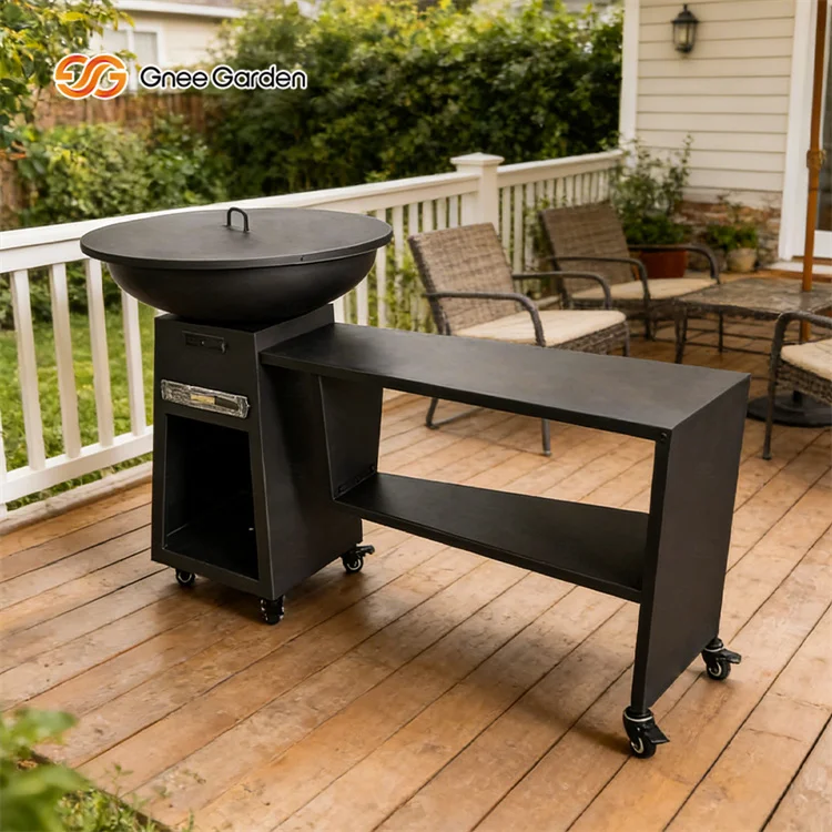 Modern Outdoor Garden Kitchen Fire Pit BBQ Table Corten Steel Powder Coated Barbeque Grill