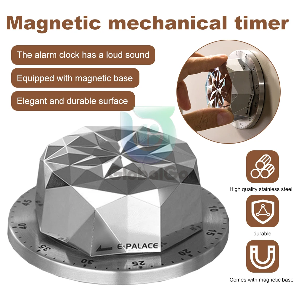 

Stainless Steel Mechanical Alarm Clock Magnetic Kitchen Timer Stainless Steel Timer Baking Reminder Tools Kitchen Gadgets