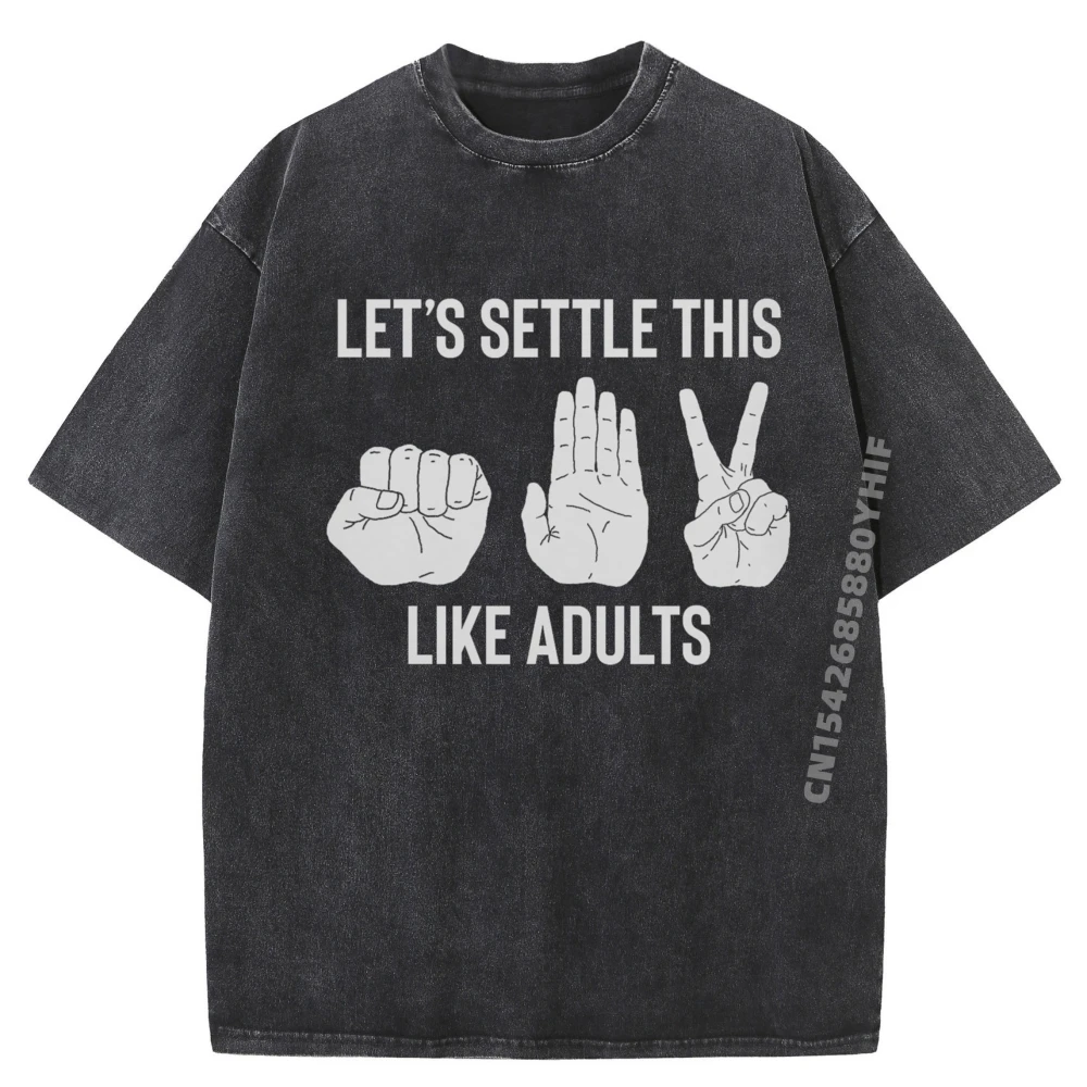 

Винтажная футболка Let Settle This Like Adults Rock Paper Scissor, мужская футболка высокого качества, стираная одежда, мужская футболка