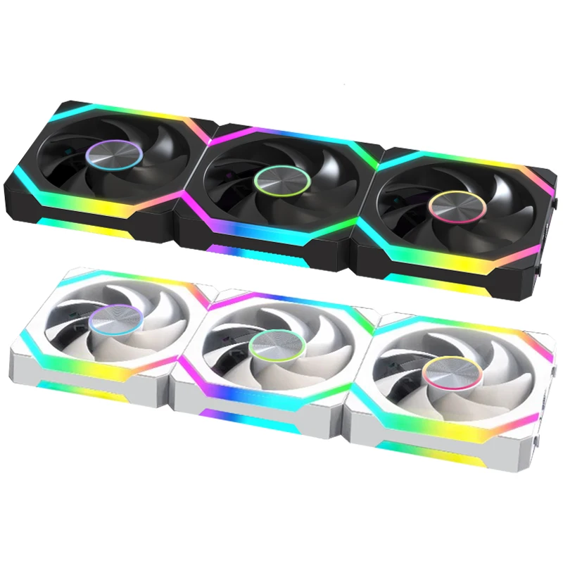 JUMPEAK HS120 Halo ARGB Cooling Fan 360mm 240mm Modular Stackable Splicing 120mm RGB Fans Kit For Gaming PC Case Water Cooler
