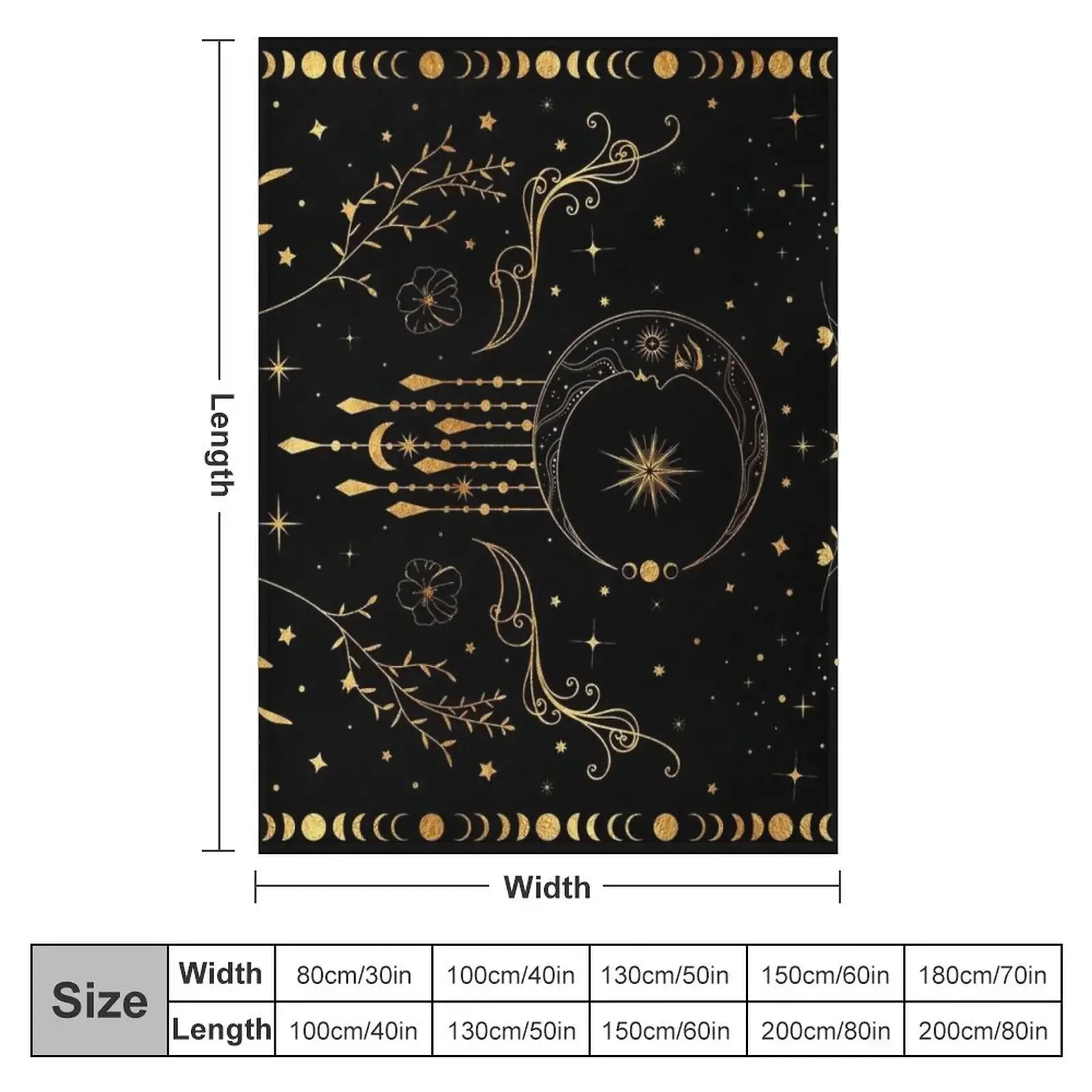 Celestial crescent moon with floral accents and moon phase Throw Blanket Summer Beddings wednesday Luxury Thicken Cute Blankets