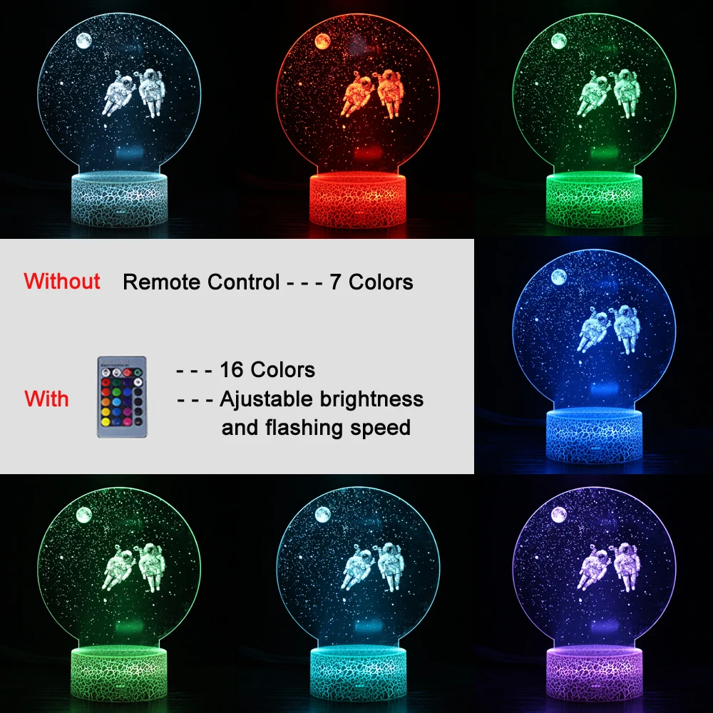 Luz nocturna de astronauta para niños, lámpara de ilusión 3D, universo espacial, lámpara de mesa Led, decoración de habitación linda, regalo de