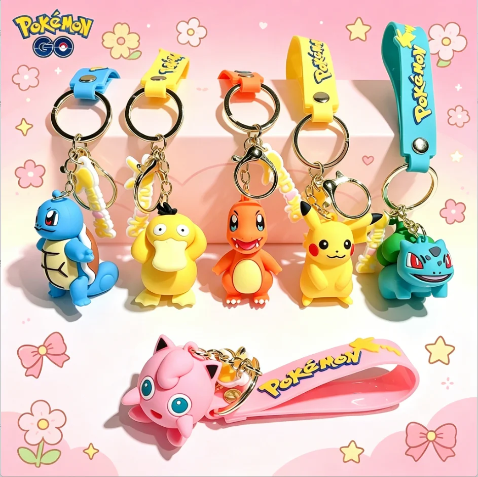 Llavero de Pikachu Kawaii, Elegante Llavero de Dibujos Animados de Pokémon, Adorable Muñeco Decorativo de Charmander y Psyduck, Regalo para Niñas