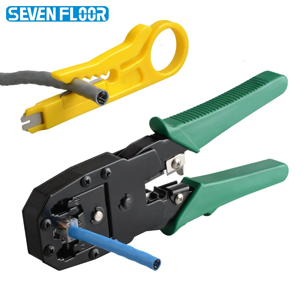 RJ45 Ethernet Crimping Tool 4P 6P 8P, 3-in-1 Cable Stripper Cutter Crimper for Cat5 Cat5e Cat6 Network CATV Modular Plugs