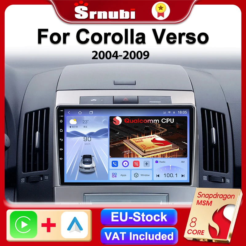 Srnubi Qualcomm 8 Core CarPlay راديو السيارة لتويوتا كورولا فيرسو 2004 - 2009 مشغل وسائط متعددة الملاحة 2Din أندرويد ستيريو #1