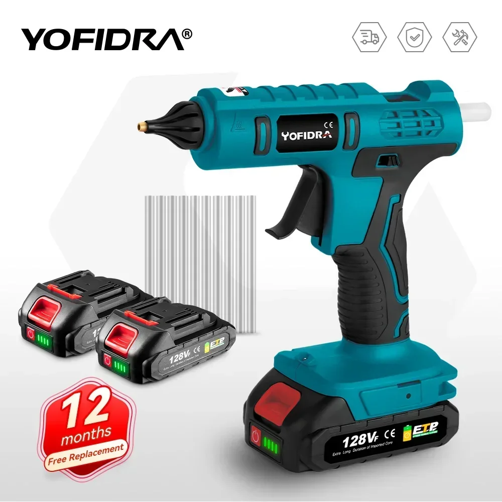 

100W Cordless Hot Melt Glue Gun Anti-scald Rechargeable with 10pcs 11mm Glue Sticks Home DIY Repair Tool For Makita 18V Battery