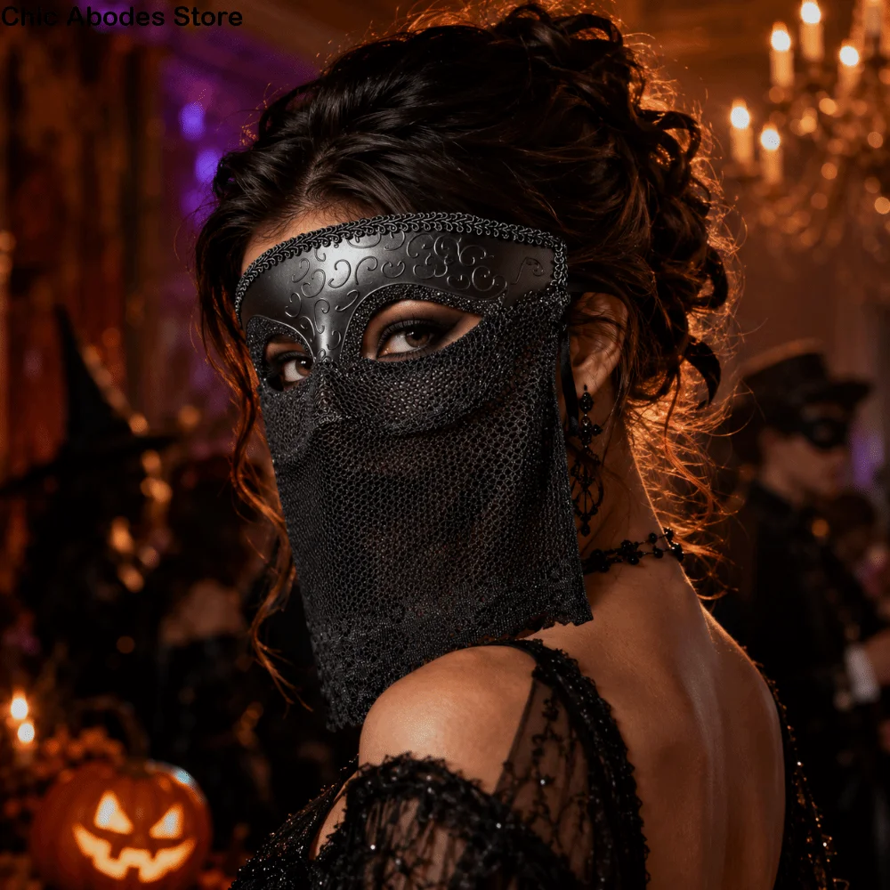 Maschera Creativa di Venezia con Veli, Stile Retrò, Mezza Maschera, Copriviso Traforato per Feste, Cosplay e Balli in Maschera