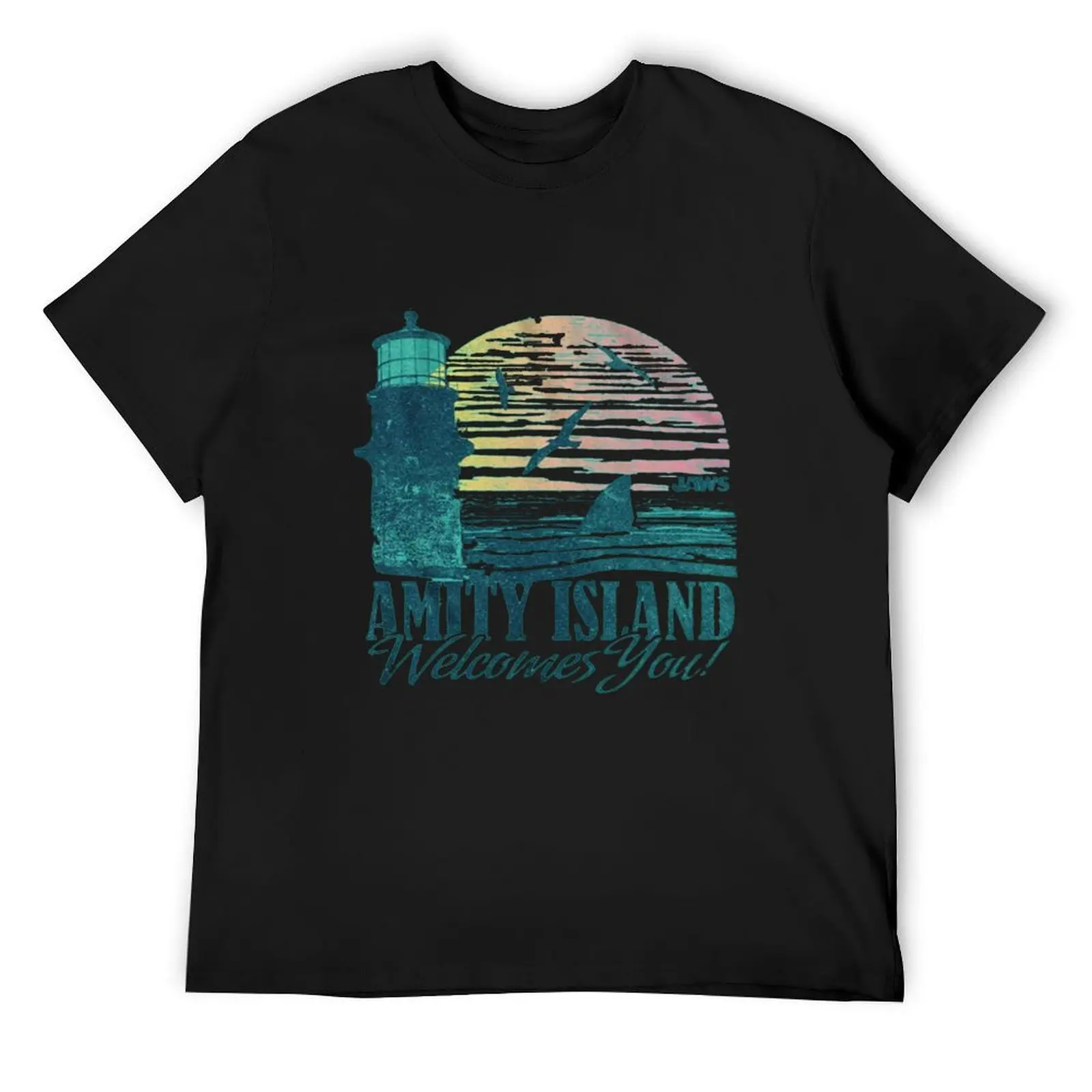 

Amity island - welcomes you - Funny T-Shirt customs design your own quick-drying graphic shirts mens designer t shirt
