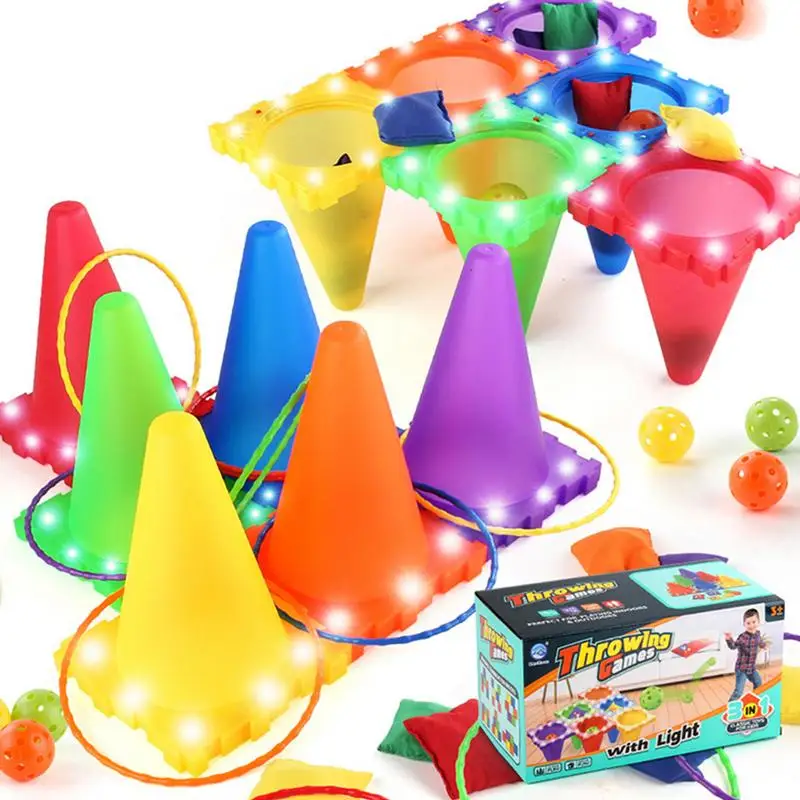 

Carnival Games For Kids Carnival Games Set Throwing Rings Bean Bags LED Cones Fun Carnival Party Games For Kids Children Sports