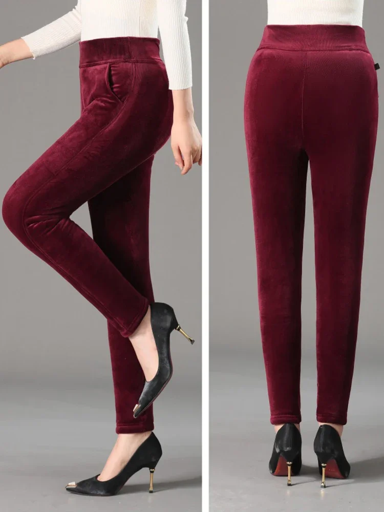 Thicken Velvet Pencil Pants Winter Women Down Cotton Warm Big Size 5xl Slim Pantalones High Waist Ankle-length Leggings Spodnie