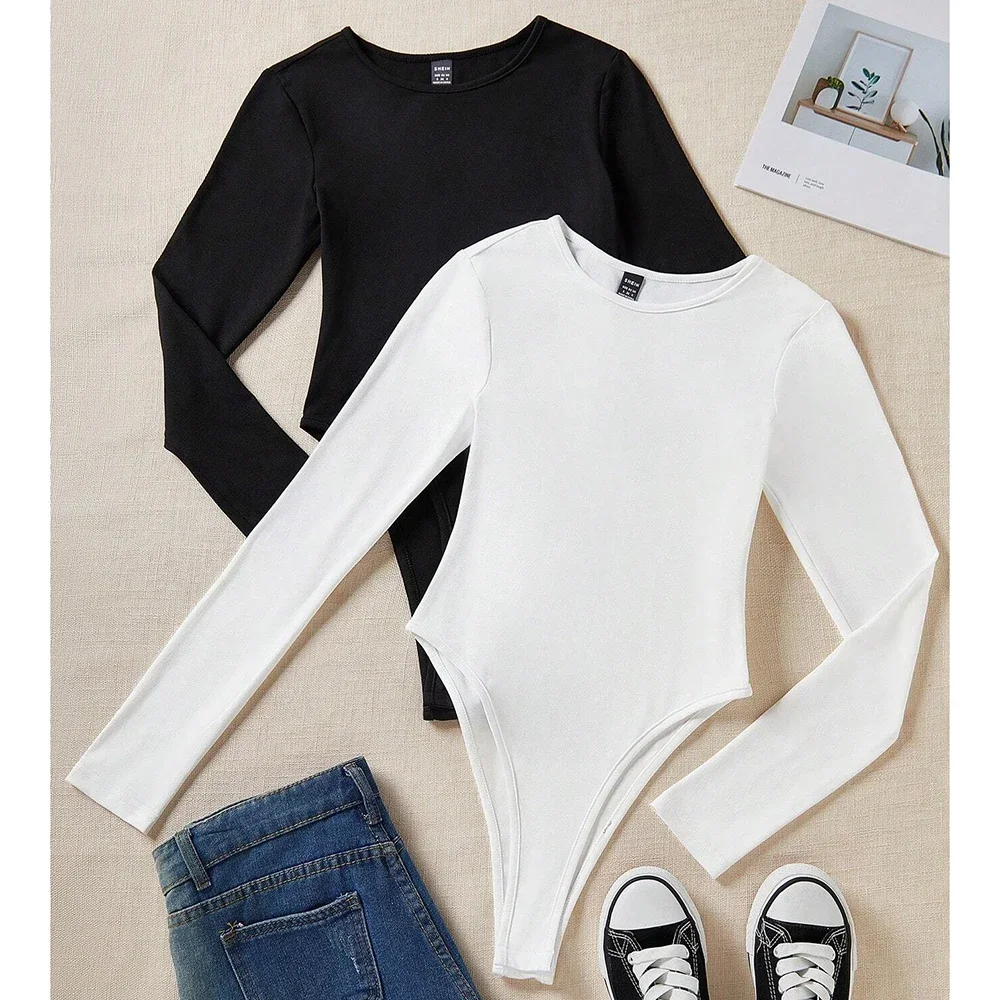 

Women's Jumpsuits All Season Comfortable Basics Simple Plain Long Sleeve Crew Neck Daily Jumpsuits