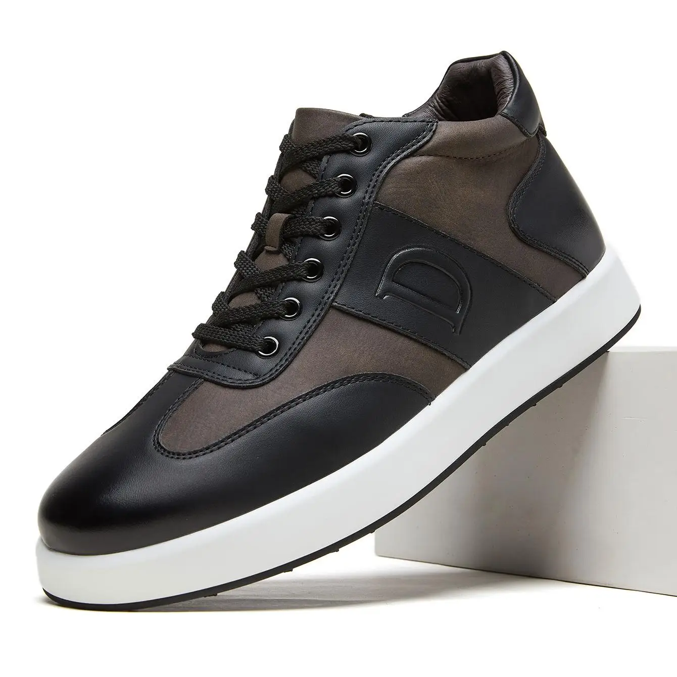 Desai Men's High Top Boots Faux Leather Lace Up Chunky Sole Casual Sneakers Wide Width Comfortable Stylish Walking Fall Winter