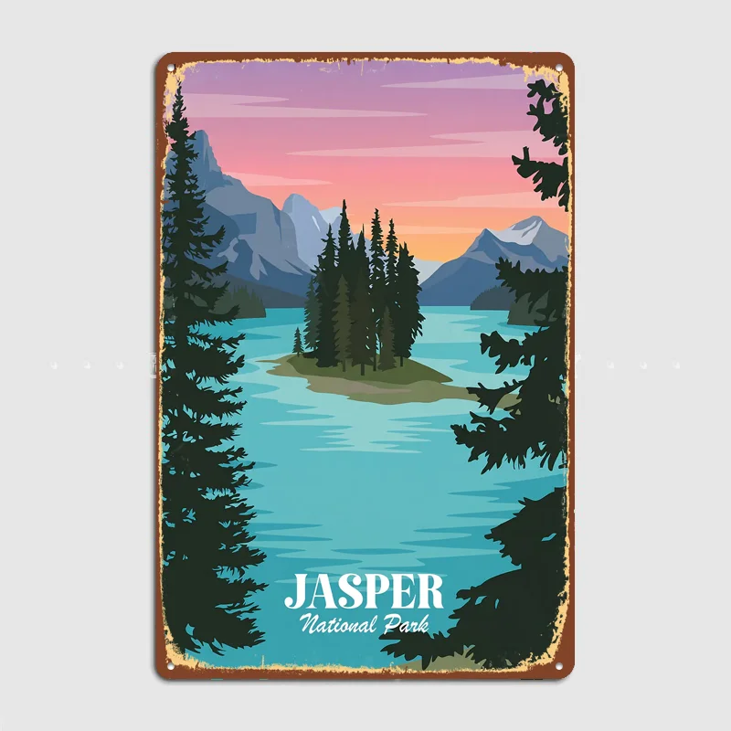 Jasper National Park Travel Poster Metal Posters Living Sign Indoor Outdoor Room Decoration Home Bar Decor Wall Decor