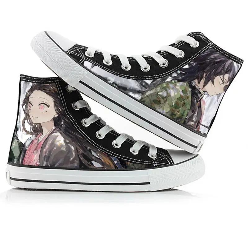 Kamado Tanjirou Agatsuma Zenitsu Canvas Fashion Shoes Casual Men Women Teengers Student Anime Plus Size 35-44