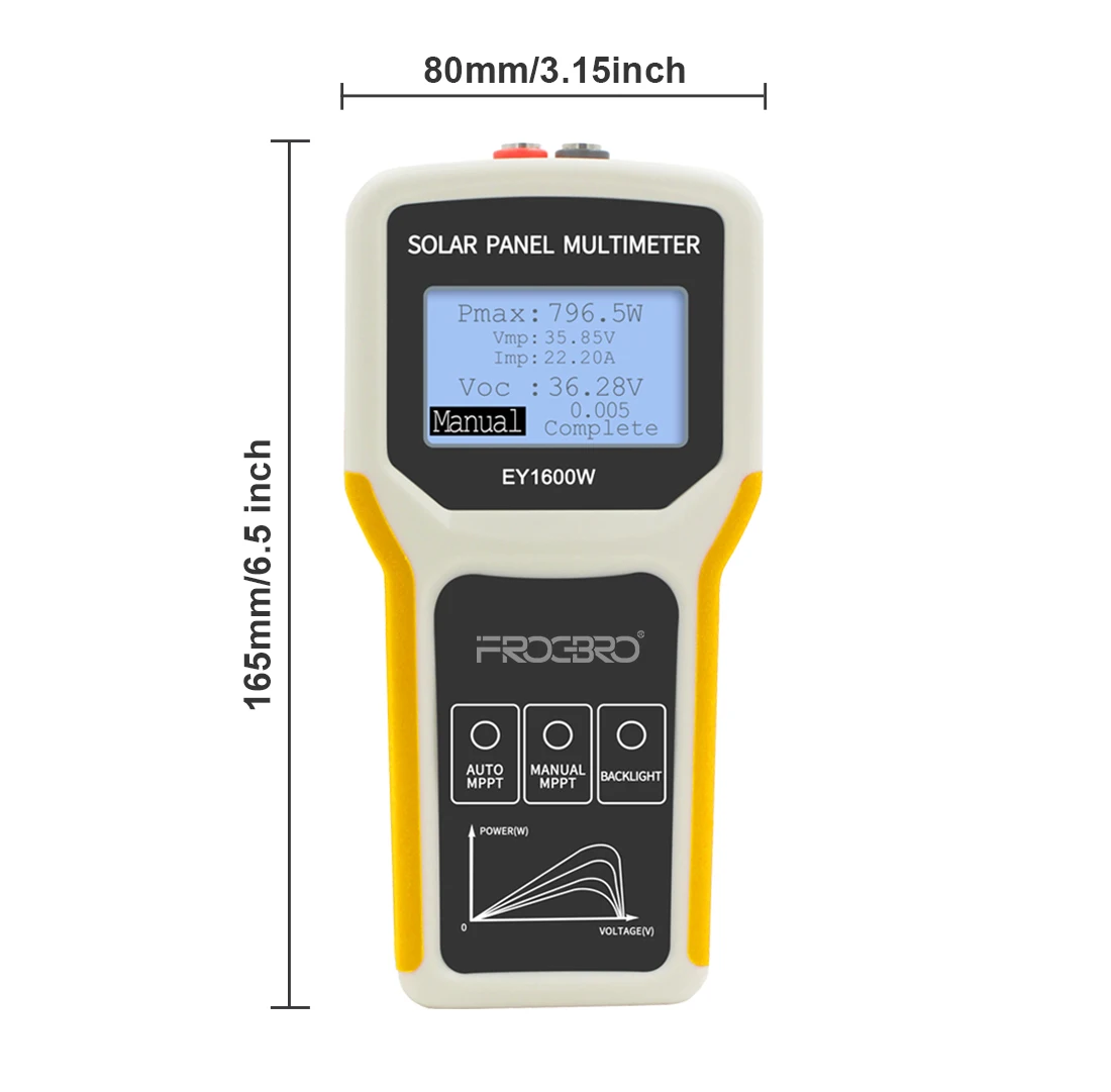 

1600W Solar Panel Multimeter Auto Manual MPPT PhotovoltaicTester Open Circuit Voltage Test Panel Troubleshooting Testing Tool