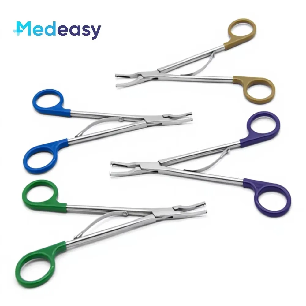 Medical Reusable Open Surgery Hemolok Clips Applier, Plastic Polymer Ligation Clip Applicator Straight/70 Degree Curved