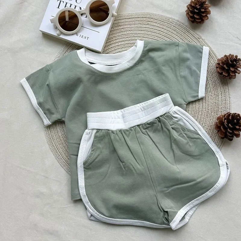 2025 New Summer Infant Baby Boys Girl Clothes Suit Short Sleeved Cotton T-shirt+Shorts Newborn Baby Girls Boys Clothing Set